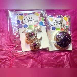 Style dots necklace and earring set, New in package, purple, retail $160